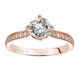 Artcarved Bridal Semi-Mounted with Side Stones Classic Engagement Ring Juliet 14K Rose Gold