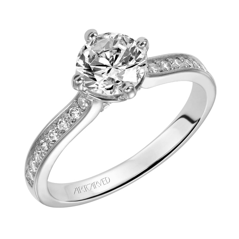 Artcarved Bridal Mounted with CZ Center Classic Engagement Ring Juliet 14K White Gold