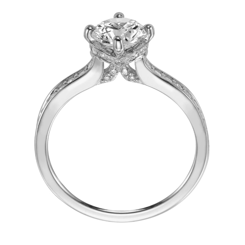 Artcarved Bridal Semi-Mounted with Side Stones Classic Engagement Ring Juliet 14K White Gold