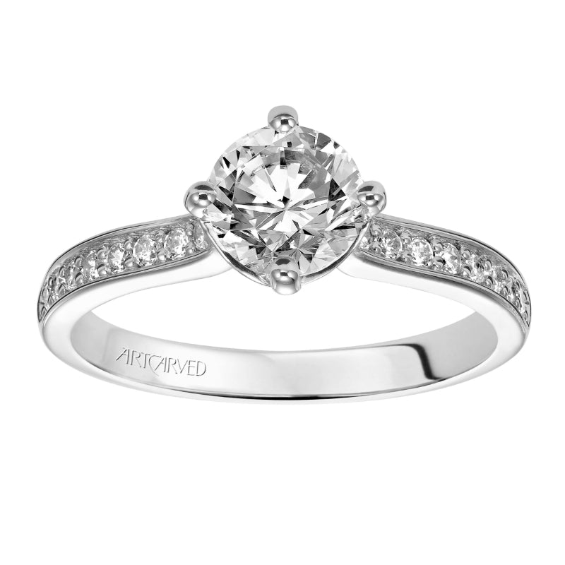 Artcarved Bridal Semi-Mounted with Side Stones Classic Engagement Ring Juliet 14K White Gold