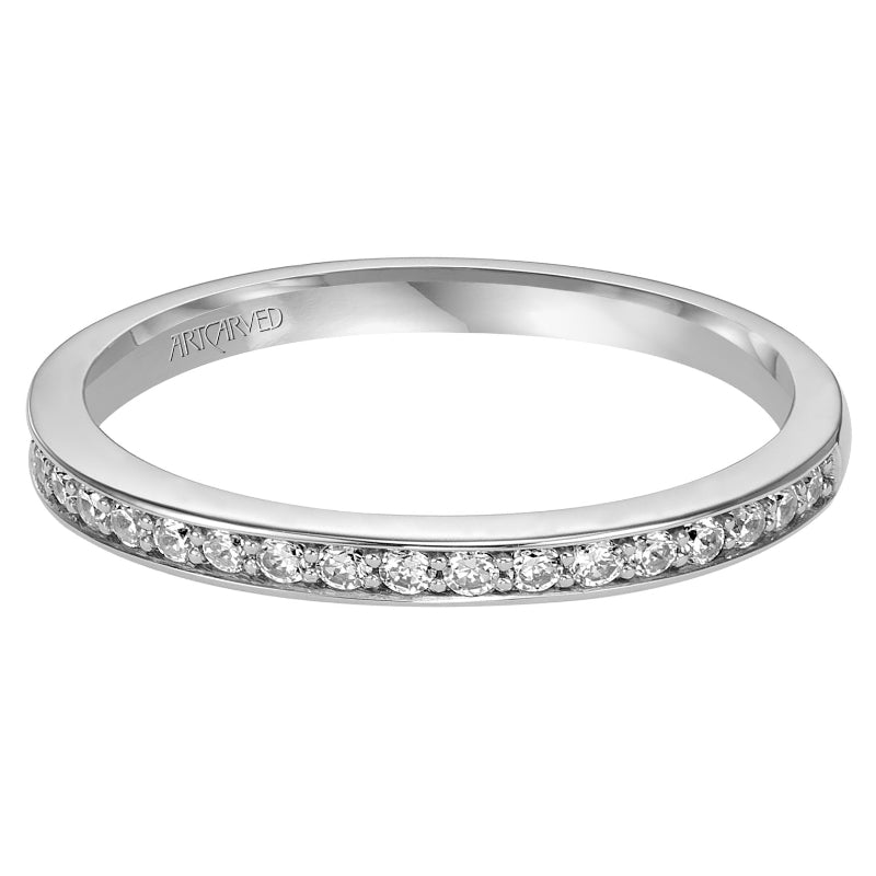 Artcarved Bridal Mounted with Side Stones Classic Diamond Wedding Band Juliet 14K White Gold