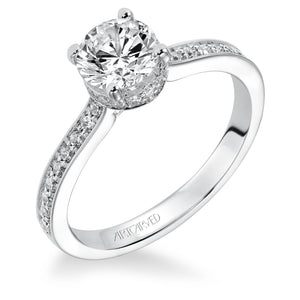 Artcarved Bridal Semi-Mounted with Side Stones Classic Engagement Ring Jeanine 14K White Gold