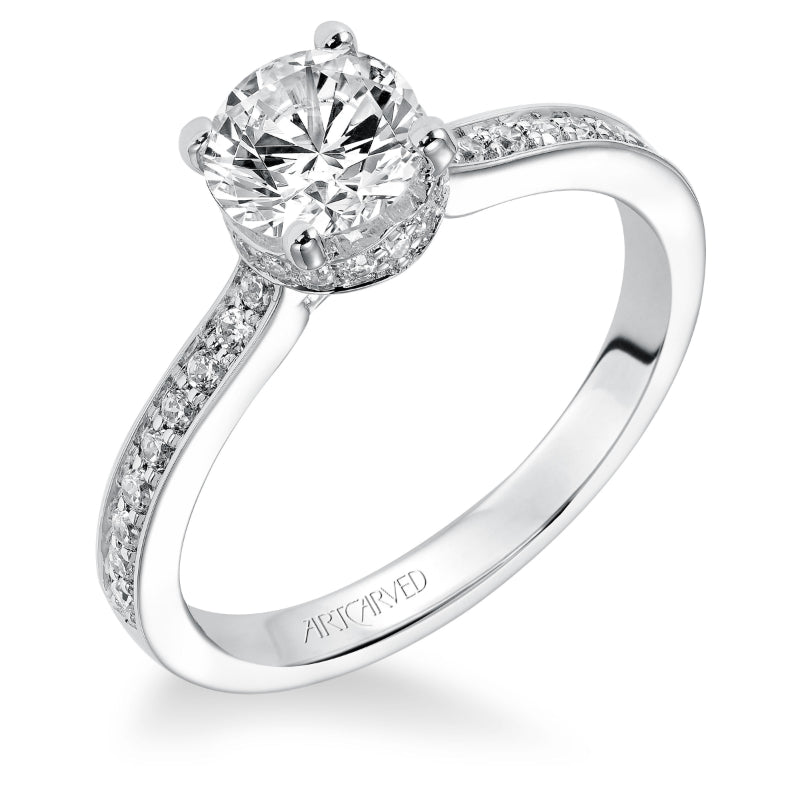 Artcarved Bridal Mounted with CZ Center Classic Engagement Ring Jeanine 14K White Gold