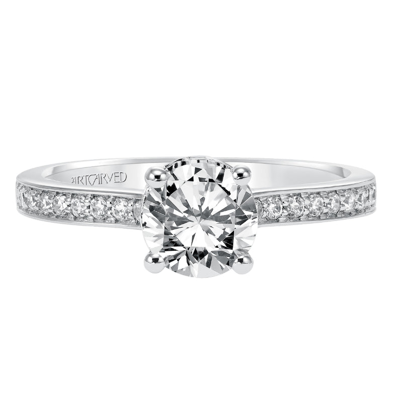 Artcarved Bridal Mounted with CZ Center Classic Engagement Ring Jeanine 14K White Gold