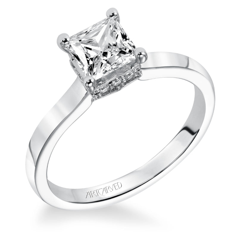 Artcarved Bridal Semi-Mounted with Side Stones Classic Engagement Ring Taryn 14K White Gold