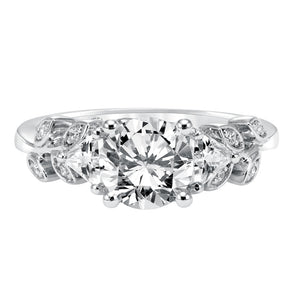 Artcarved Bridal Semi-Mounted with Side Stones Contemporary Engagement Ring Scarlett 14K White Gold