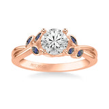 Artcarved Bridal Mounted with CZ Center Contemporary Engagement Ring 14K Rose Gold & Blue Sapphire