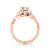 Artcarved Bridal Semi-Mounted with Side Stones Contemporary Engagement Ring 14K Rose Gold & Blue Sapphire