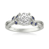 Artcarved Bridal Mounted with CZ Center Contemporary Engagement Ring 18K White Gold & Blue Sapphire