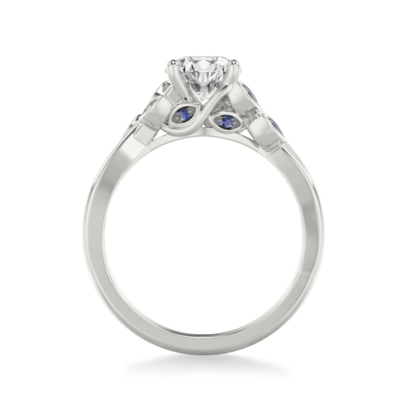 Artcarved Bridal Semi-Mounted with Side Stones Contemporary Engagement Ring 14K White Gold & Blue Sapphire