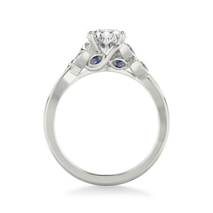 Artcarved Bridal Mounted with CZ Center Contemporary Engagement Ring 14K White Gold & Blue Sapphire