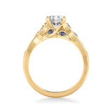 Artcarved Bridal Semi-Mounted with Side Stones Contemporary Engagement Ring 14K Yellow Gold & Blue Sapphire