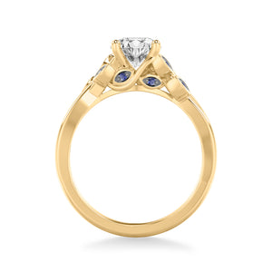 Artcarved Bridal Semi-Mounted with Side Stones Contemporary Engagement Ring 14K Yellow Gold & Blue Sapphire