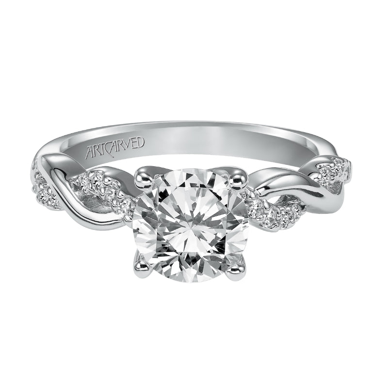 Artcarved Bridal Semi-Mounted with Side Stones Contemporary One Love Engagement Ring Gabriella 14K White Gold