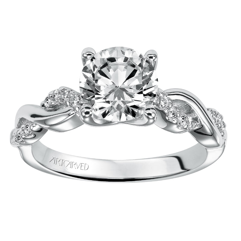 Artcarved Bridal Mounted with CZ Center Contemporary One Love Engagement Ring Gabriella 14K White Gold