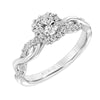 Artcarved Bridal Mounted Mined Live Center Contemporary One Love Halo Engagement Ring Bella 18K White Gold