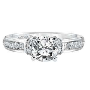 Artcarved Bridal Semi-Mounted with Side Stones Classic Engagement Ring Michaela 14K White Gold