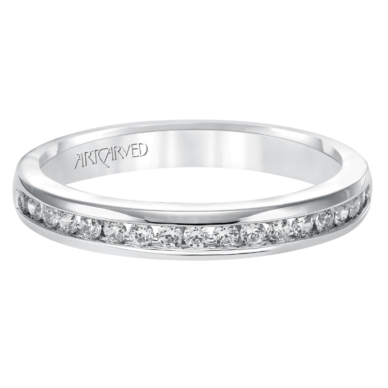 Artcarved Bridal Mounted with Side Stones Classic Diamond Wedding Band Michaela 14K White Gold