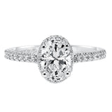 Artcarved Bridal Semi-Mounted with Side Stones Classic Halo Engagement Ring Kate 14K White Gold