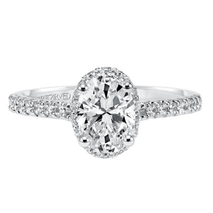 Artcarved Bridal Semi-Mounted with Side Stones Classic Halo Engagement Ring Kate 14K White Gold