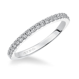 Artcarved Bridal Mounted with Side Stones Classic Halo Diamond Wedding Band Kate 14K White Gold