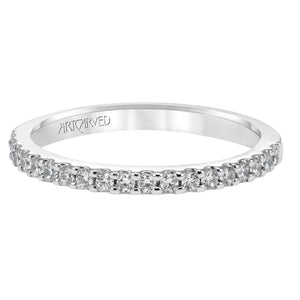 Artcarved Bridal Mounted with Side Stones Classic Halo Diamond Wedding Band Kate 14K White Gold