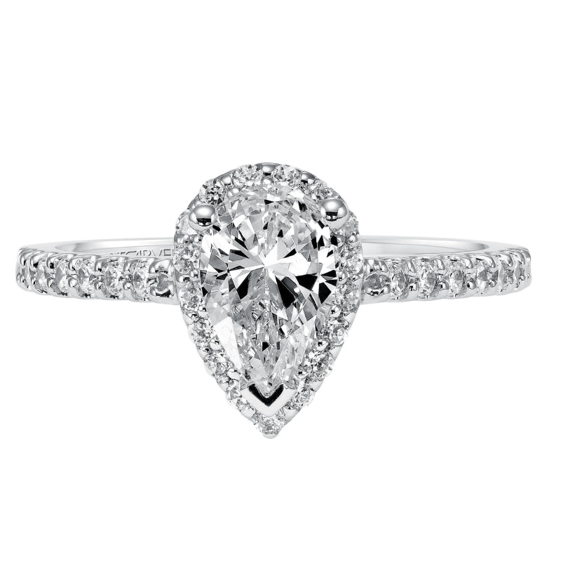 Artcarved Bridal Semi-Mounted with Side Stones Classic Halo Engagement Ring Layla 14K White Gold