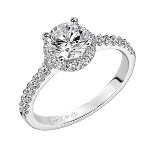 Artcarved Bridal Semi-Mounted with Side Stones Classic Halo Engagement Ring Layla 14K White Gold