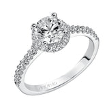 Artcarved Bridal Mounted with CZ Center Classic Halo Engagement Ring Layla 14K White Gold