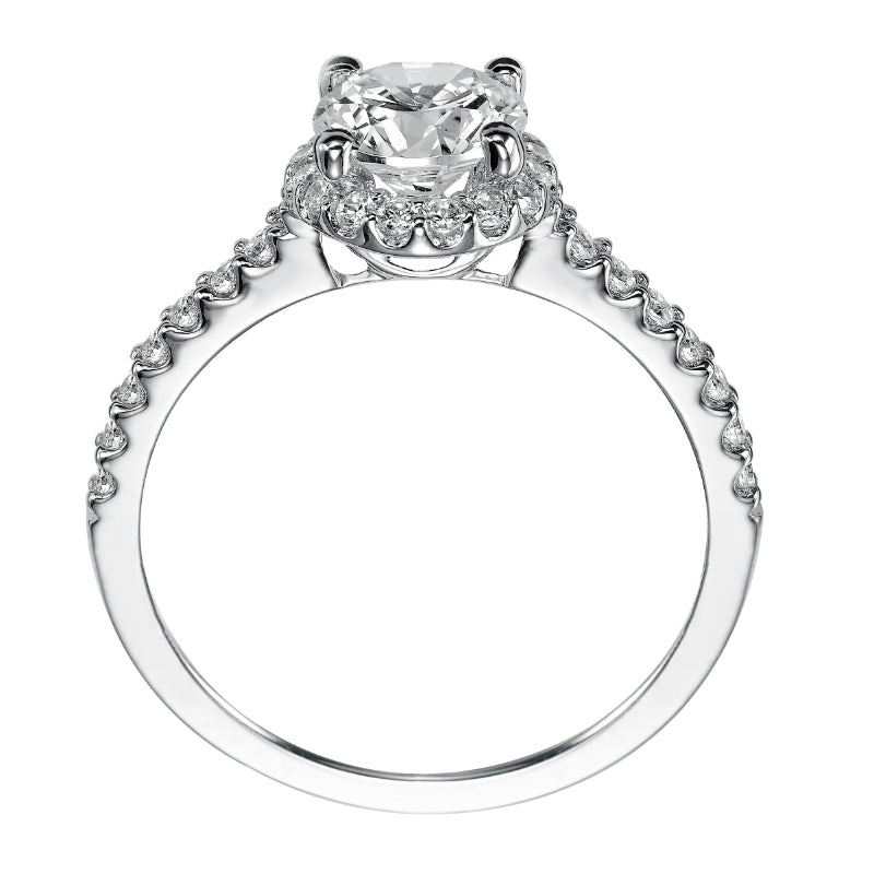 Artcarved Bridal Mounted with CZ Center Classic Halo Engagement Ring Layla 14K White Gold