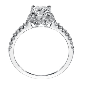 Artcarved Bridal Semi-Mounted with Side Stones Classic Halo Engagement Ring Layla 14K White Gold