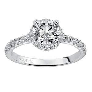 Artcarved Bridal Mounted with CZ Center Classic Halo Engagement Ring Layla 14K White Gold