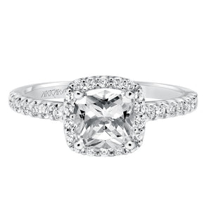 Artcarved Bridal Semi-Mounted with Side Stones Classic Halo Engagement Ring Layla 14K White Gold