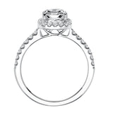 Artcarved Bridal Semi-Mounted with Side Stones Classic Halo Engagement Ring Layla 14K White Gold