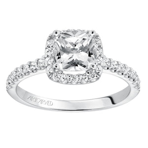 Artcarved Bridal Mounted with CZ Center Classic Halo Engagement Ring Layla 14K White Gold