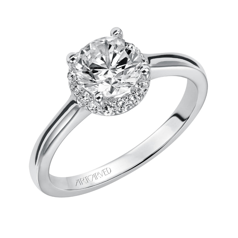 Artcarved Bridal Mounted with CZ Center Classic Halo Engagement Ring Allison 14K White Gold