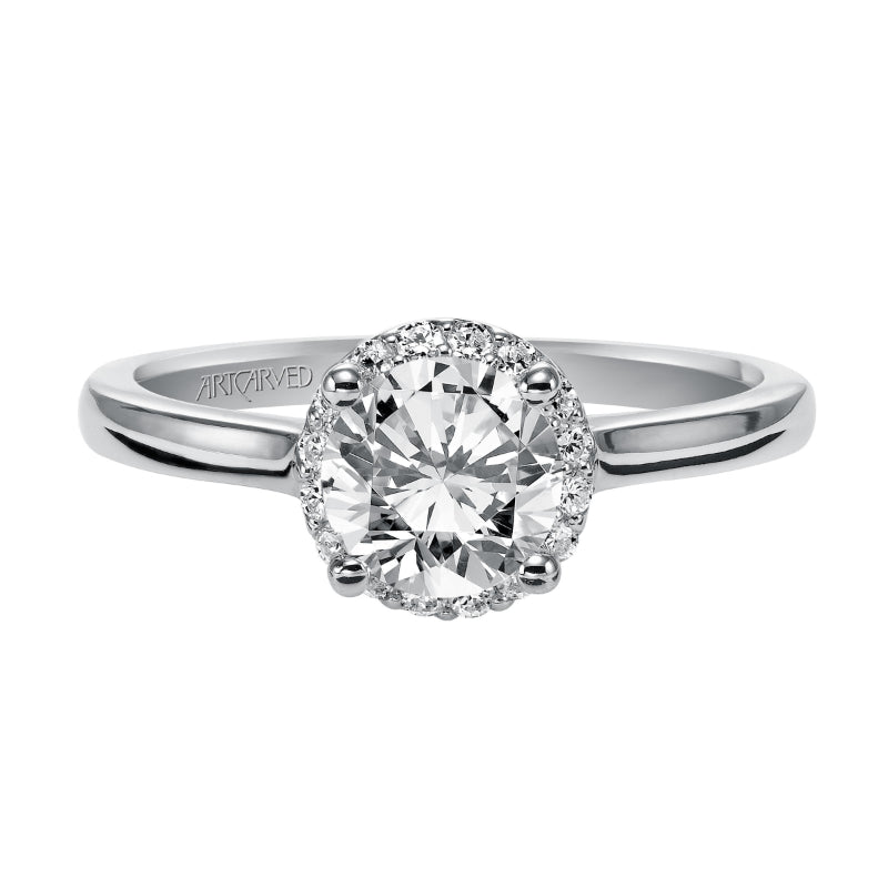 Artcarved Bridal Mounted with CZ Center Classic Halo Engagement Ring Allison 14K White Gold