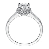 Artcarved Bridal Semi-Mounted with Side Stones Classic Halo Engagement Ring Allison 14K White Gold