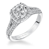 Artcarved Bridal Mounted with CZ Center Classic Halo Engagement Ring Ariel 14K White Gold