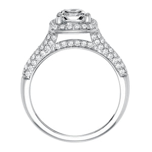 Artcarved Bridal Semi-Mounted with Side Stones Classic Halo Engagement Ring Ariel 14K White Gold