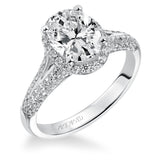 Artcarved Bridal Mounted with CZ Center Classic Halo Engagement Ring Ariel 14K White Gold