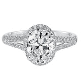 Artcarved Bridal Mounted with CZ Center Classic Halo Engagement Ring Ariel 14K White Gold