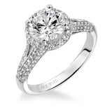 Artcarved Bridal Semi-Mounted with Side Stones Classic Halo Engagement Ring Reese 14K White Gold