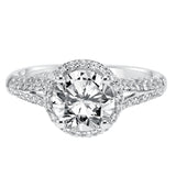 Artcarved Bridal Mounted with CZ Center Classic Halo Engagement Ring Reese 14K White Gold