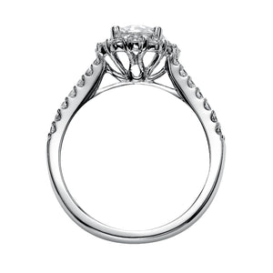 Artcarved Bridal Semi-Mounted with Side Stones Classic Halo Engagement Ring Megan 14K White Gold