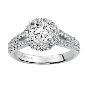 Artcarved Bridal Mounted with CZ Center Classic Halo Engagement Ring Megan 14K White Gold