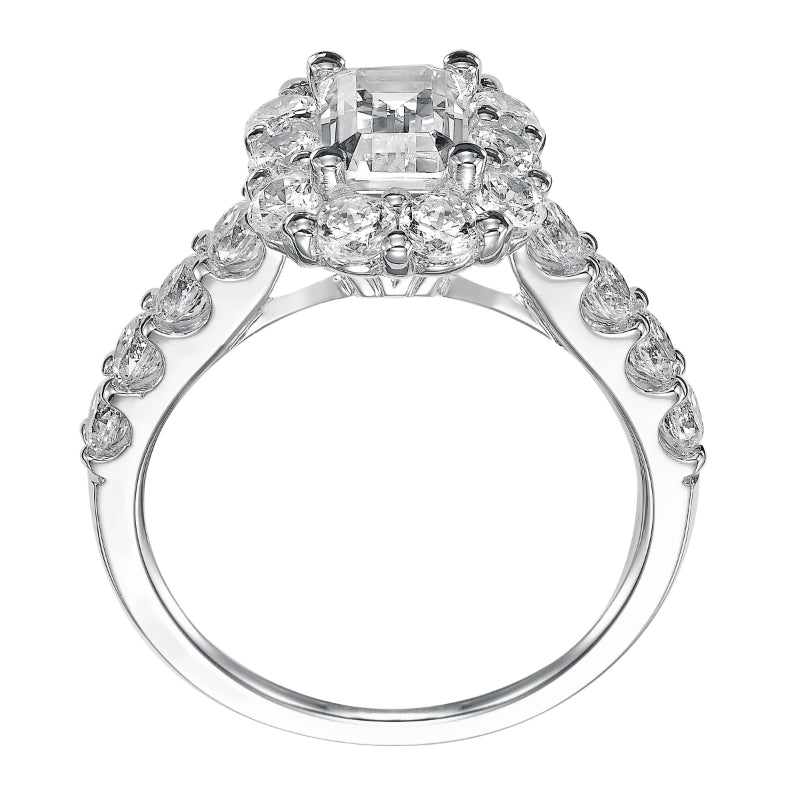 Artcarved Bridal Mounted with CZ Center Classic Halo Engagement Ring Wynona 14K White Gold