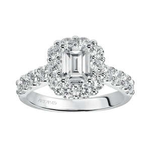 Artcarved Bridal Semi-Mounted with Side Stones Classic Halo Engagement Ring Wynona 14K White Gold