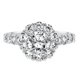 Artcarved Bridal Semi-Mounted with Side Stones Classic Halo Engagement Ring Wynona 14K White Gold