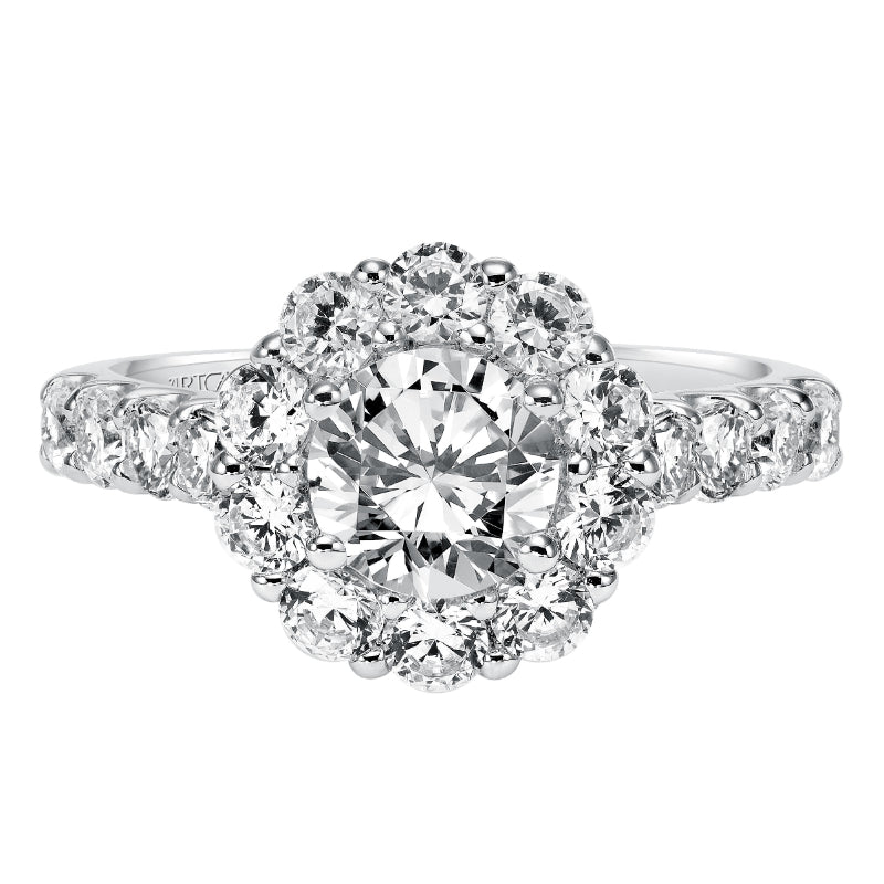 Artcarved Bridal Mounted with CZ Center Classic Halo Engagement Ring Wynona 14K White Gold